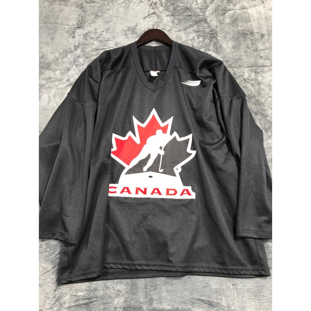 Bauer Team Canada Hockey Jersey Mens XL Black V-Neck Long Sleeve Graphic